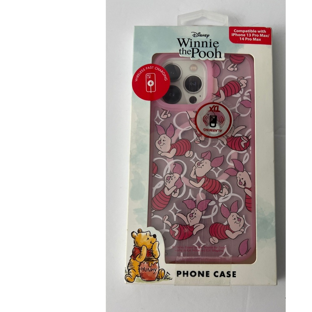 Disney Winnie the Pooh Piglet iPhone 13 14 Pro Max Case Pink Wireless Charging